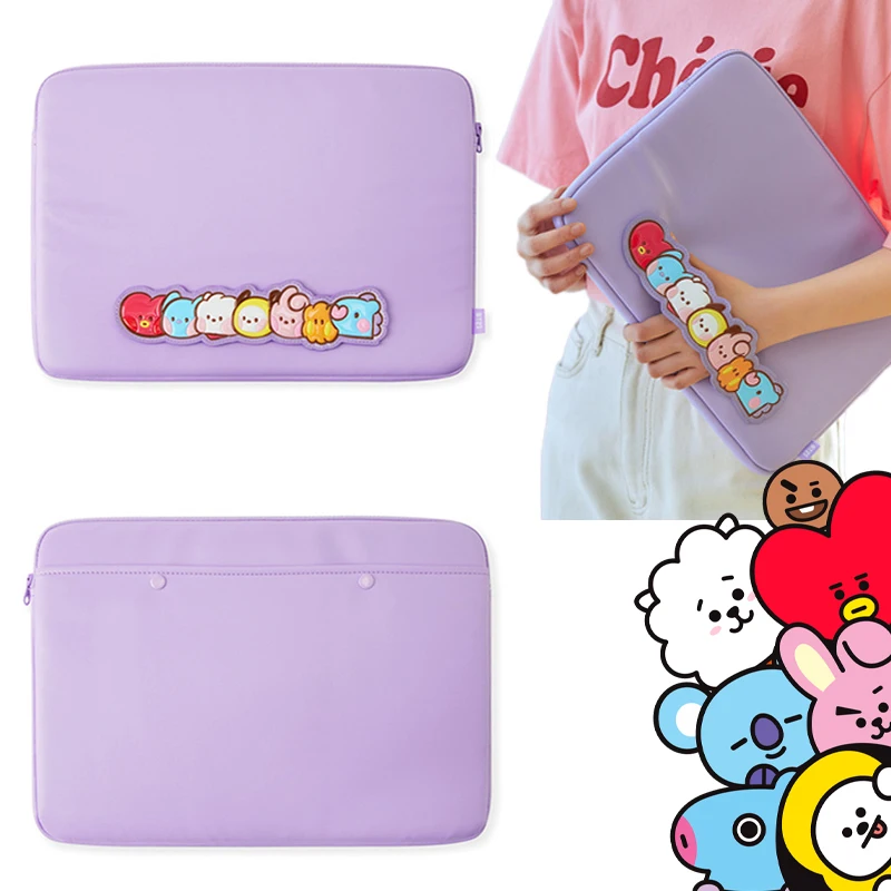 Anime Kpop Bt21 11/13/16 Inch Computer Bags for Ipad Kawaii Tata Cooky Cartoon Cute Laptop Sleeves Chimmy Laptop Bag Storage Bag