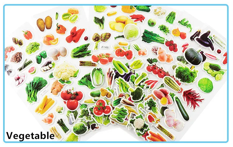 3D Стикеры Детские Игрушки Нарядиться Мультфильм Дети Девочки Куклы Буквы Цифры Фрукты Овощи Улыбка Сердце Пузырь.