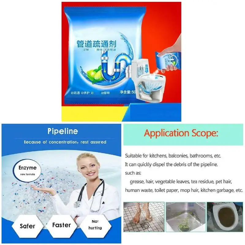 

10Pcs/3Pcs Pipe Dredging Agents Bathroom Kitchen Sewer Pipe Through Agents