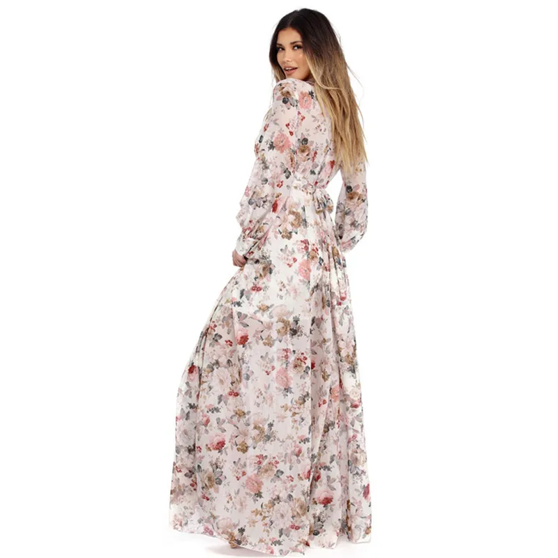 Длинное платье для беременных с цветочным принтом