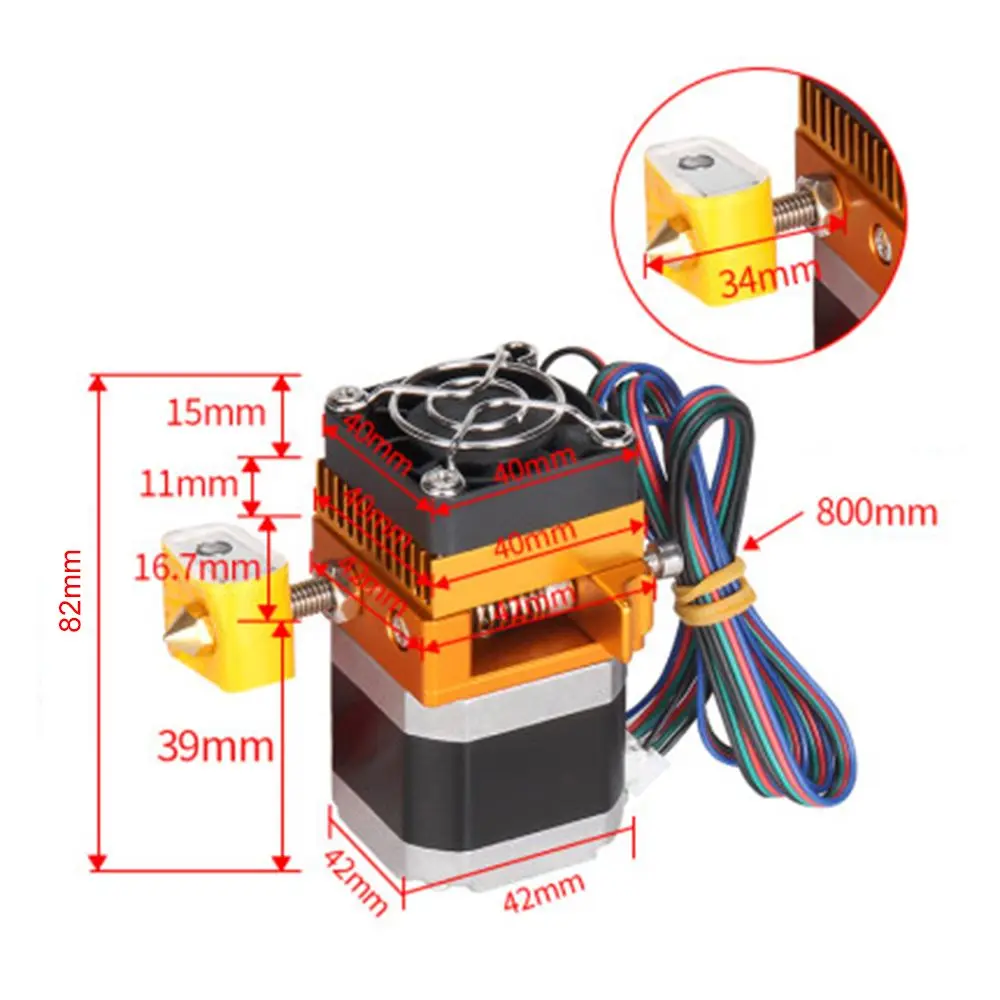 Запасной Профессиональный Металлический Hotend Kit для Prusa i3, детали для 3D-принтера MK8, экструдер J-headFor Prusa i3 (art.: 3920bf403abbc) - 3920bf403abbc