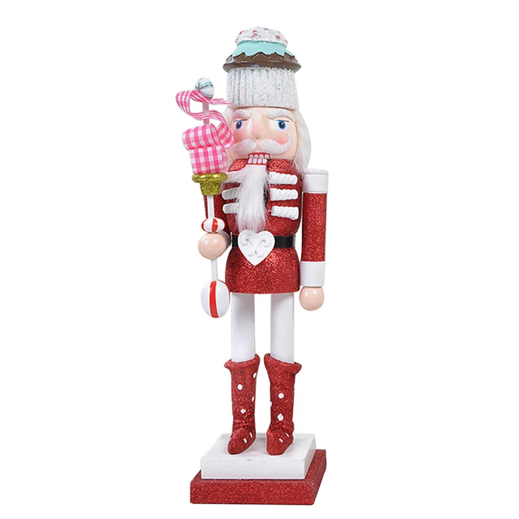 

38cm Pure Hand-Painted Cake Nutcracker Puppet Toy Desktop Crafts Kids Gifts Christmas Home Decorations A