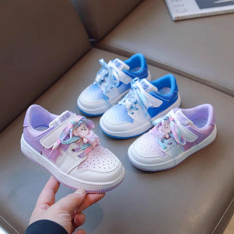 

Демисезонные разноцветные кроссовки для девочек с градиентом, Спортивная повседневная обувь для мальчиков, размер 26-31