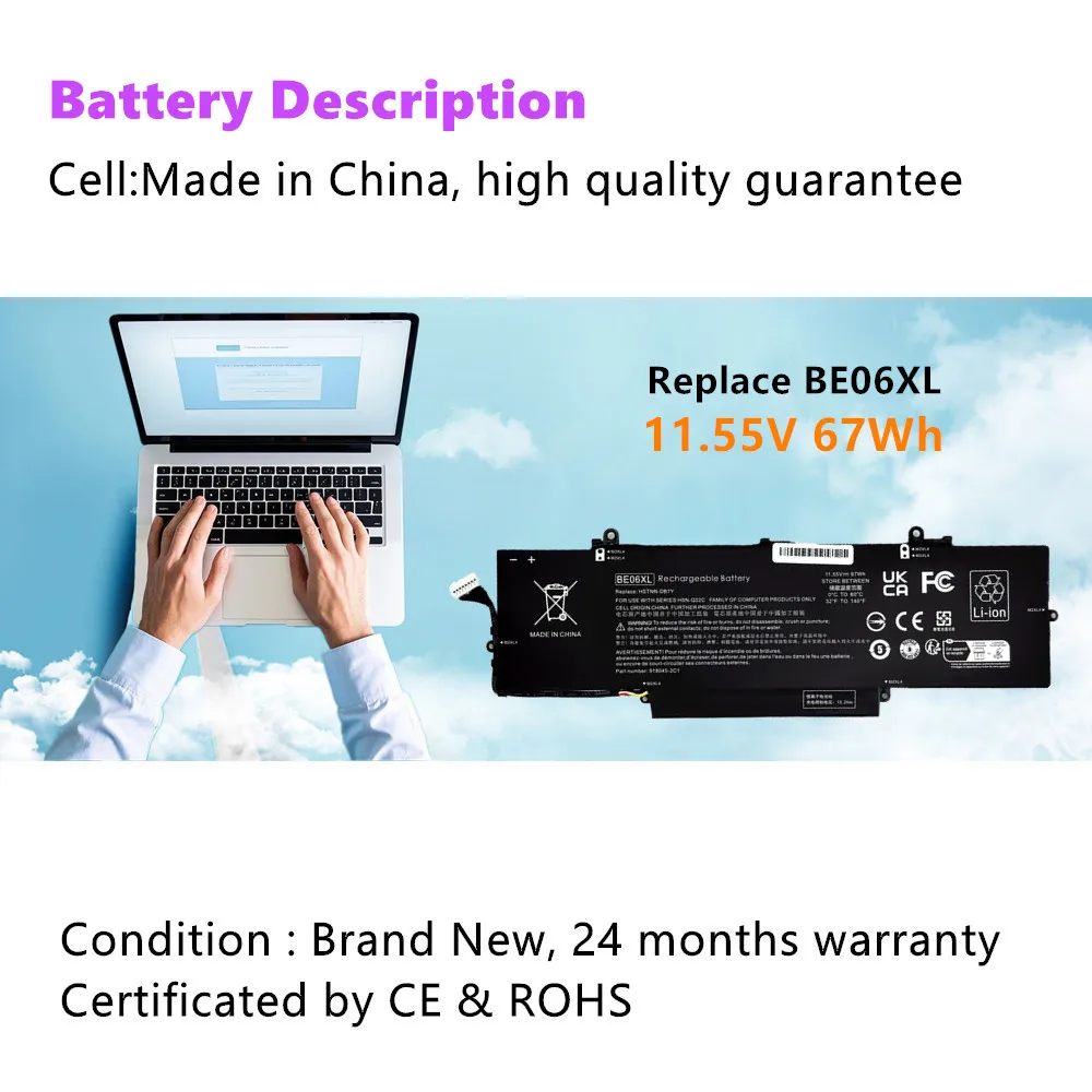 Фото BE06XL 11,55 В 67 Втч аккумулятор для ноутбука HP Elitebook 1040 G4 серии HSTNN-IB7V HSTNN-DB7Y HSN-Q02C №3