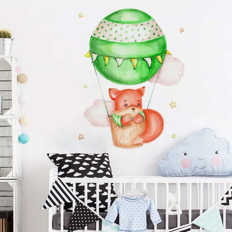 Милый воздушный шар мультфильм лиса Дизайн Наклейка на стену для гостиной