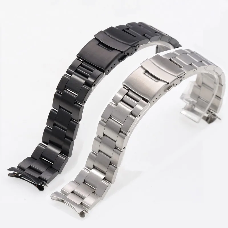 Watch Straps Curved End Solid Stainless Steel Watchband For Seiko Watch Replacement Matte Band