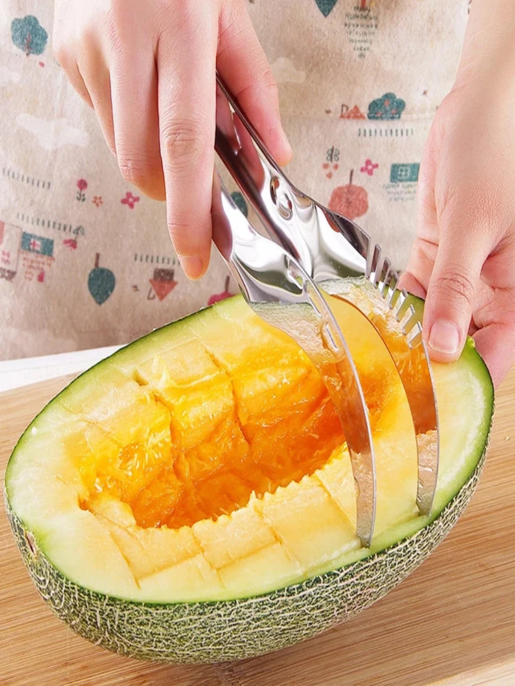 

Watermelon Cutter 304 Stainless Steel Windmill Design Cut Melon Artifact Slicing Knife Kitchen Gadgets Salad Fruit Slicer Tools