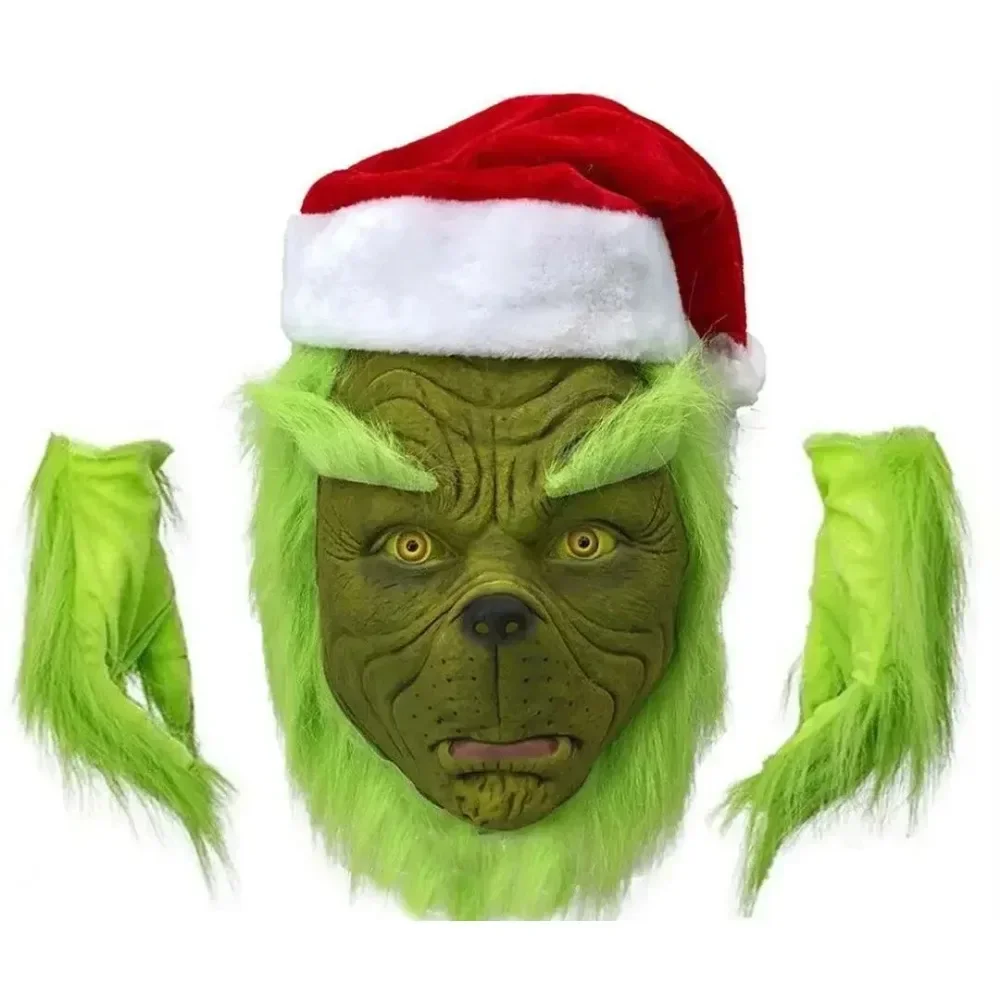 Аниме Зеленый Наряд Одежда Grinch Косплей Костюмы Санта-Клауса Хэллоуин Клаус Шляпа