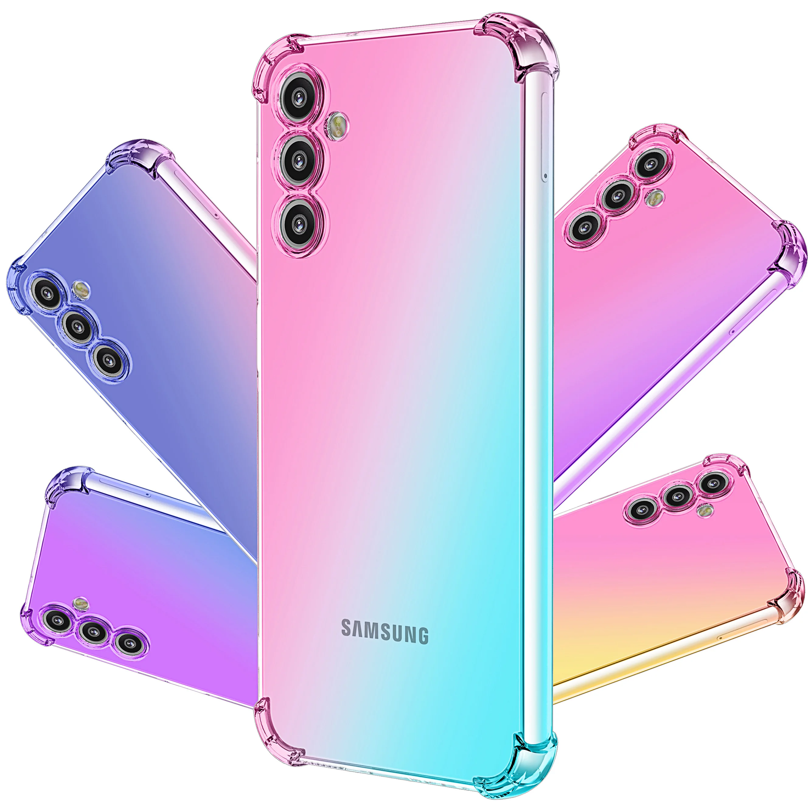 

For Samsung Galaxy A14 5G A04 A13 M13 4G 5G Phone Case,Hybrid Cute Gradient Soft TPU Bumper Shock Absorption Flexible Cover