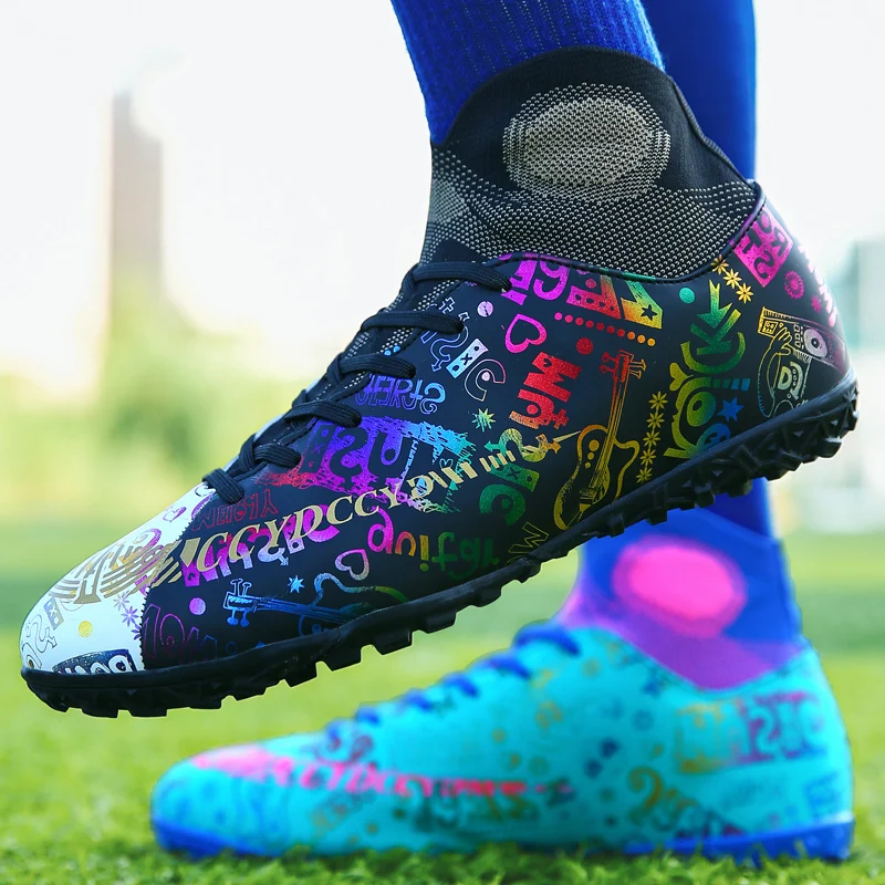 Man Football Boots Outdoor Turf Athletic Soccer Shoes Boy  High Top Football Cleats Training Sneakers Men Sports shoe size 33-46