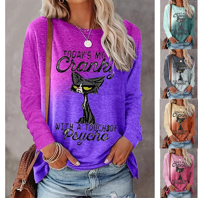 

Женский пуловер с длинным рукавом и круглым вырезом, в стиле ретро