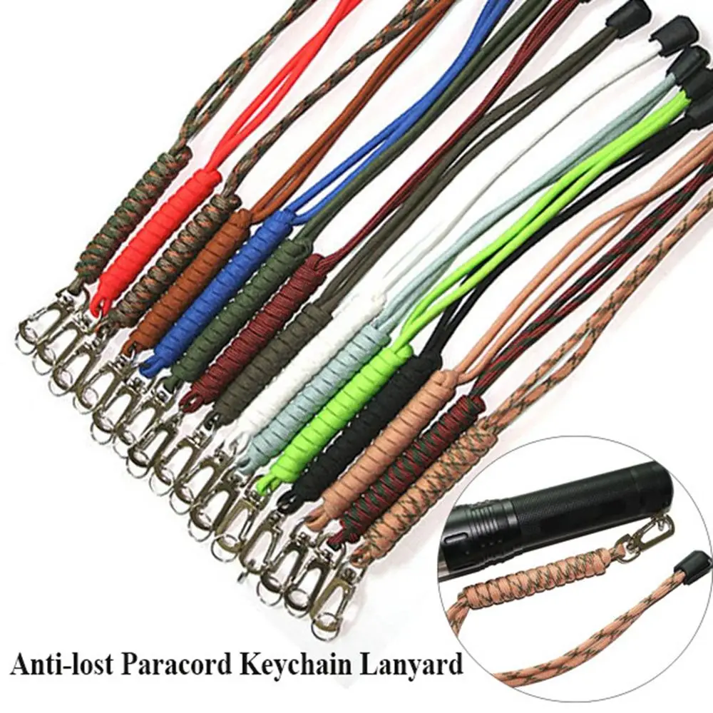 

Self-Defense Rotatable Buckle Emergency Survival Lanyard Tail Rope Anti-lost Paracord Flashlight Rope Keychain Lanyard