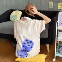trend brandstreetwear new strawberry plush dice round neck spring and summer men and women couple short sleeved t shirt