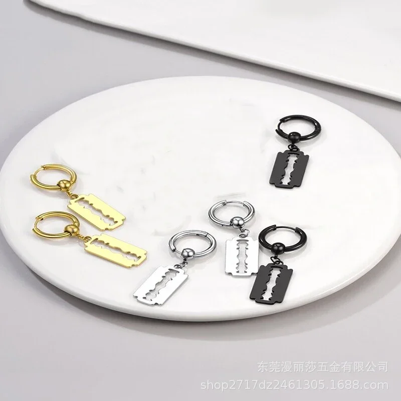 Модные серьги с лезвием из нержавеющей стали винтажные бритвенные полые висячие