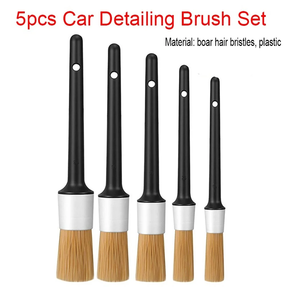 

Car Cleaning Detailing Brush 5pcs/Set Boar Hair Bristles Brush Dashboard Air Outlet Clean Brush Tools Car Wash Accessories