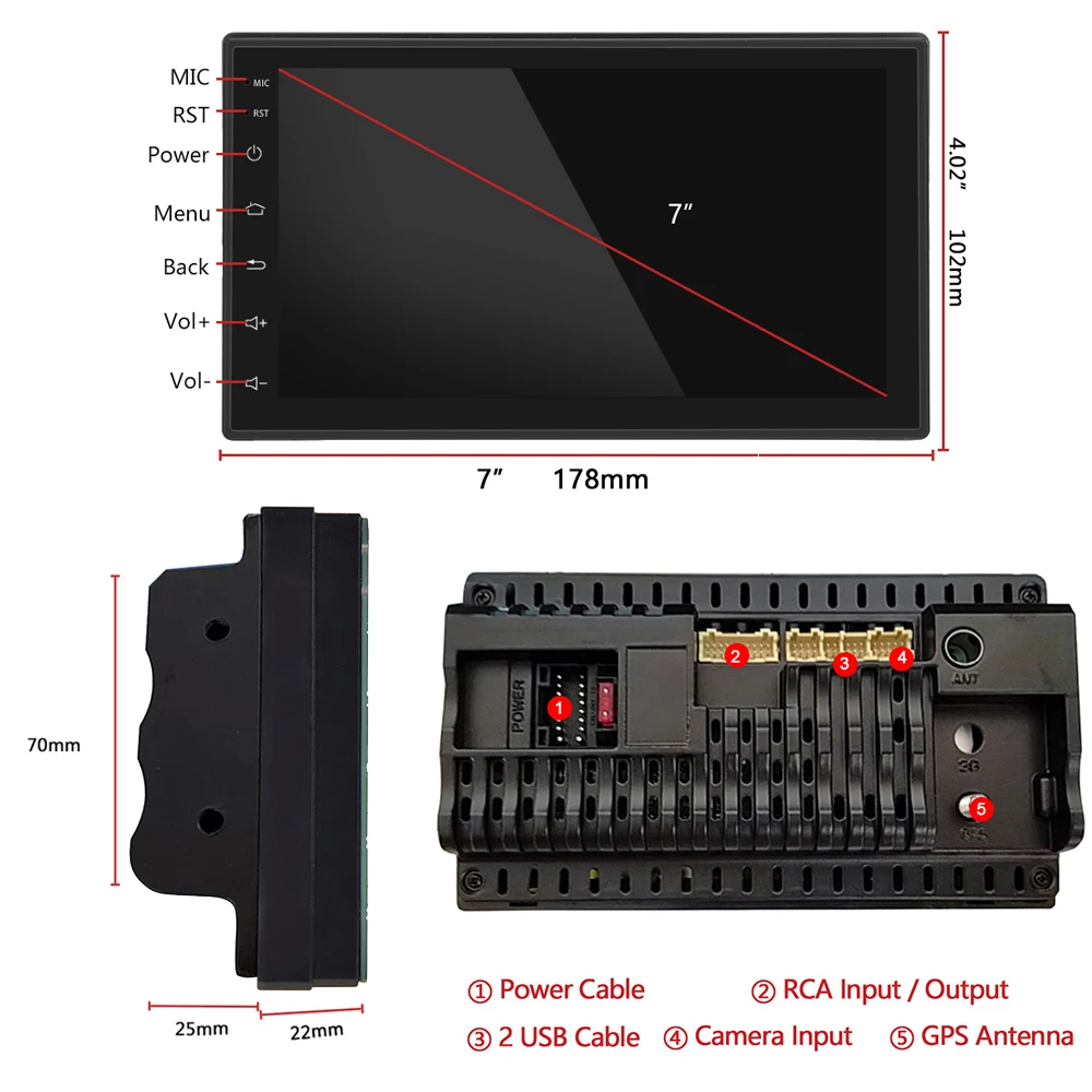 $59.39 Podofo 8+128G 2 Din Car Radio GPS Android 7