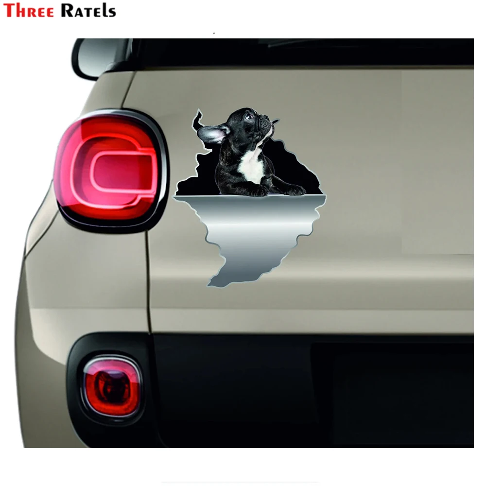 

Three Ratels I678 French IE, виниловый автомобиль, бульдог, милая собака, любимый подарок, наклейка и наклейки для автомобильного стайлинга, украшение, водонепроницаемый Протеин