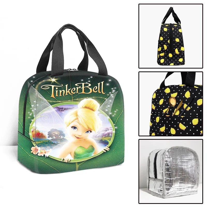 Disney Tinker Bell Kids School Insulated Lunch Bag Thermal Cooler Tote Food Picnic Bags Children Travel Lunch Bags