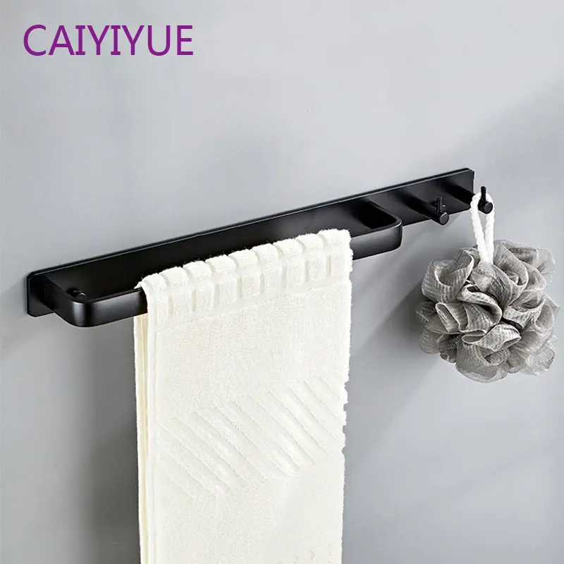 

Single pole towel rack with clothes hook bathroom rack free punching wall hanging toilet towel hook