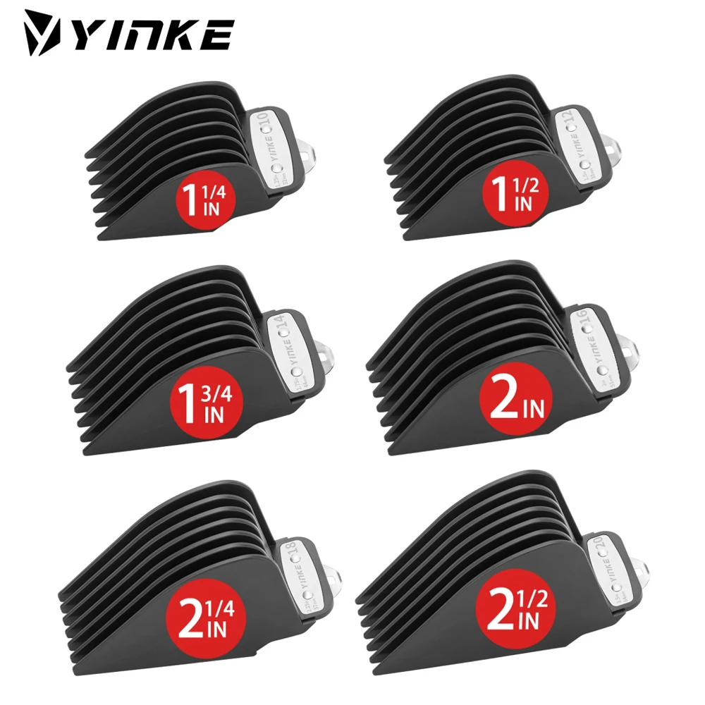 YINKE Clipper Guards for Wahl Hair Clippers Trimmers with Metal Clip Premium 6 Size Cutting Lengths Limit Guide Comb Attachments