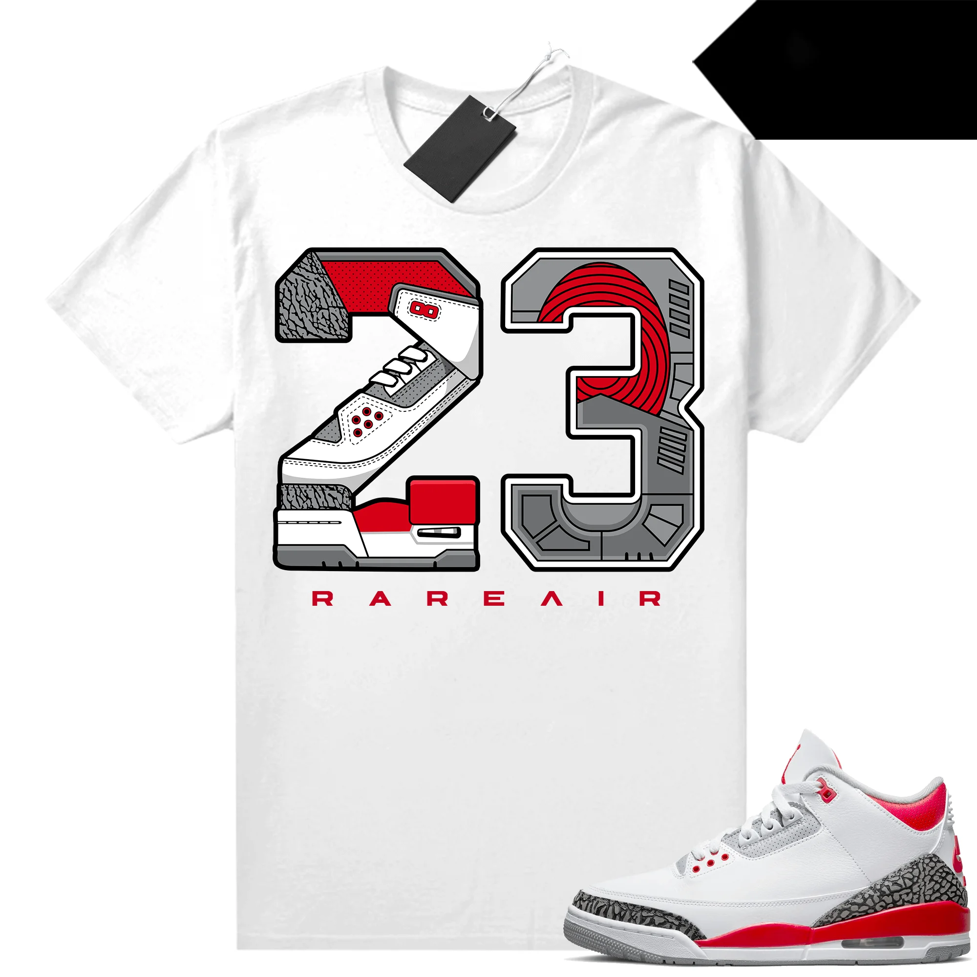 

Fire Red 3s Shirts Sneaker Match White 23 Rare Air Drip Men's Clothing 100% Cotton Unisex Graphic T Shirts For Men