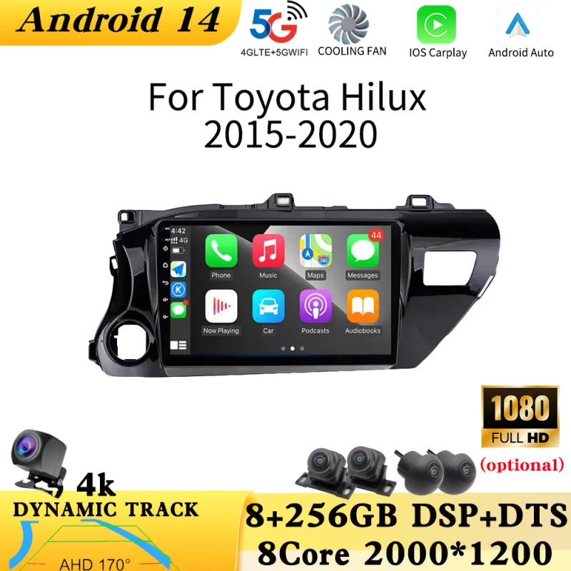 2 Din автомобильный радиоприемник мультимедиа для Toyota Hilux Pick Up AN120 2015-2020 2din