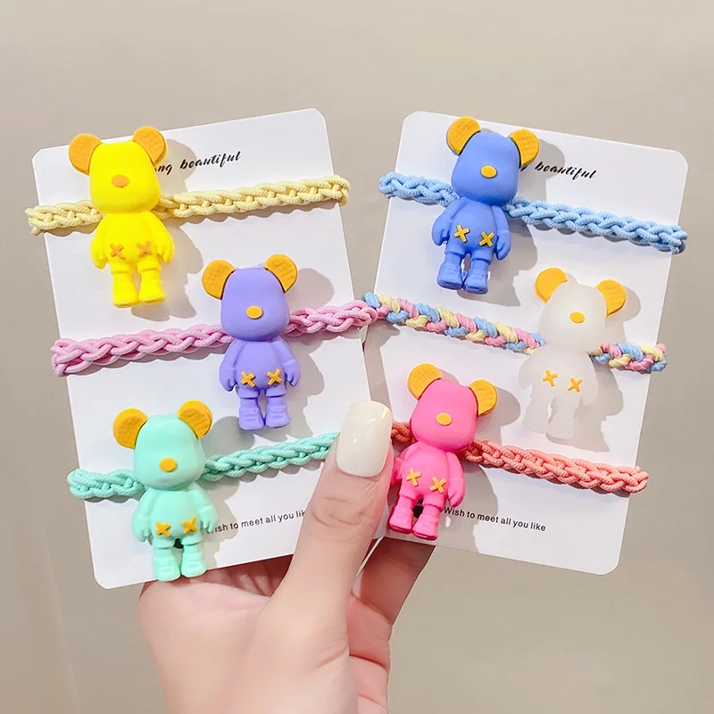 

Girl Cute Cartoon Bear Elastic Hair Bands Child Sweet Ponytail Holder Hair Ties Rubber Band Scrunchie Fashion Hair Accessories