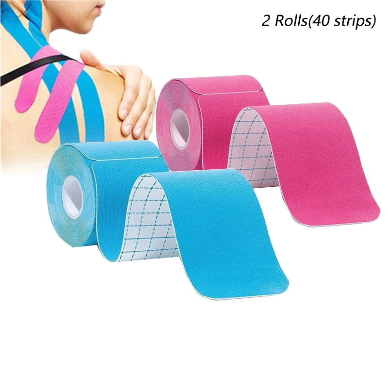 

Кинезиологическая лента Pro Sports (2 рулона, 40 нарезанных полосок), спортивная водонепроницаемая дышащая Латексная лента, эластичная спортивная лента