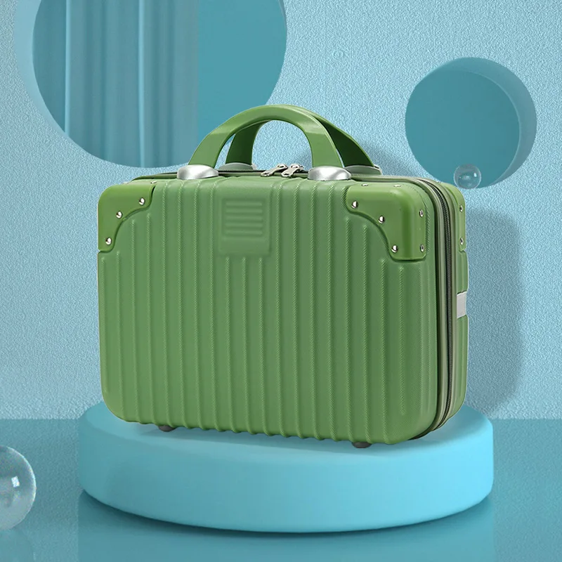 14 Inch Rose Gold Suitcase Waterproof Cosmetics Zip Luggage Ladies Lightweight Leather Sandwich Bag Suitcase Mini Organizer