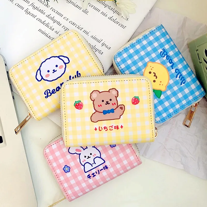 

Women Short Cute Wallet Korean Cartoon Cute Bear Small Mini Coin Wallet Purse Clutch Card Cash Organizer Money Bag Purse Wallet