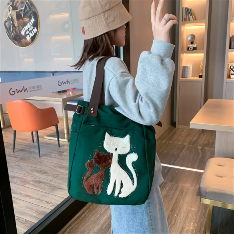 Сумка женская холщовая на молнии милая вместительная Повседневная портативная