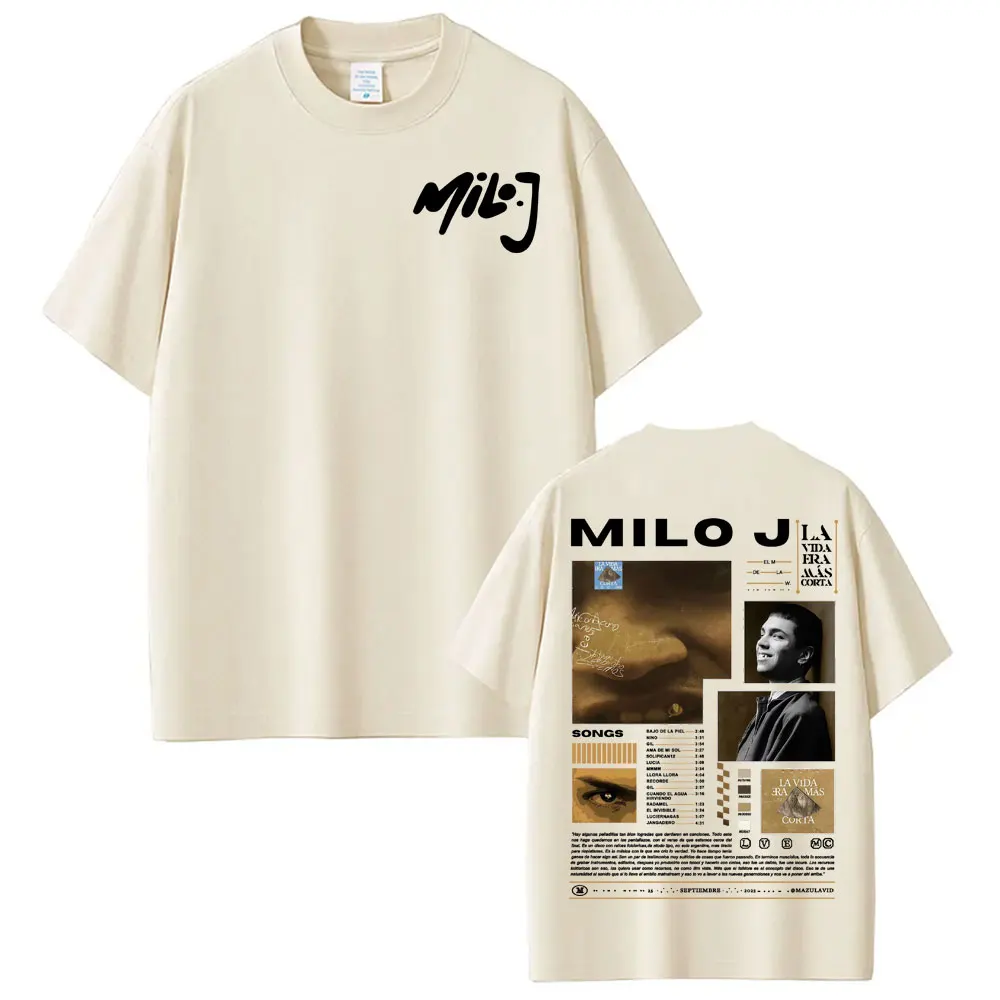 Рэпер Milo J Music Album 2025 Tour Merch Футболки Хип-хоп Harajuku Уличная футболка Мужчины Женщины Повседневная хлопковая футболка большого размера (art.: 3920d38669c37) - 3920d38669c37