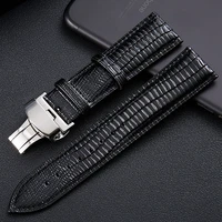 lizard texture butterfly buckle leather watchband leather watch strap universal watch band 14mm 16mm 18mm 20mm 22mm 24mm