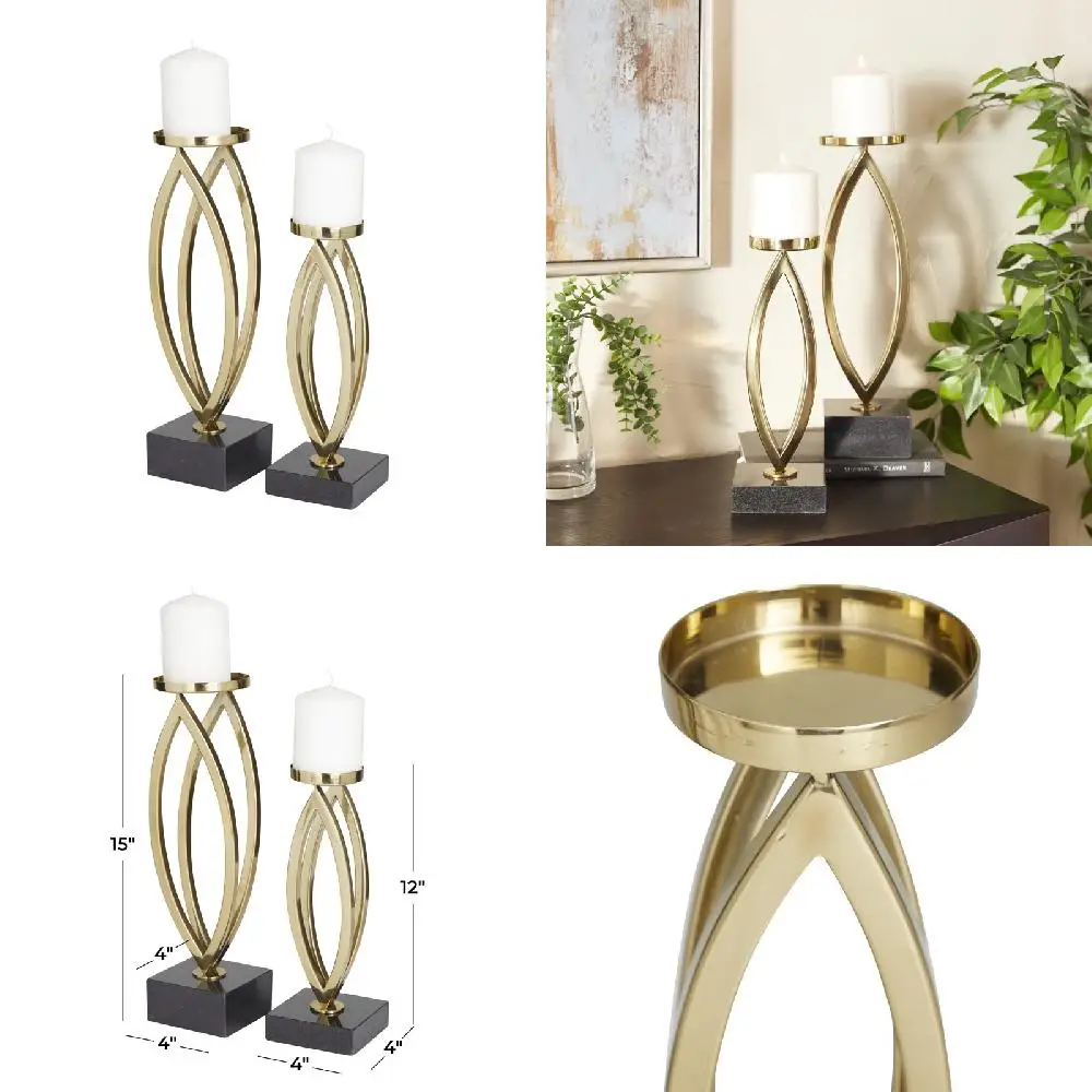 

Fancy Gold Stainless Steel Candle Holder Set, 2-Pack Elegant and Durable.