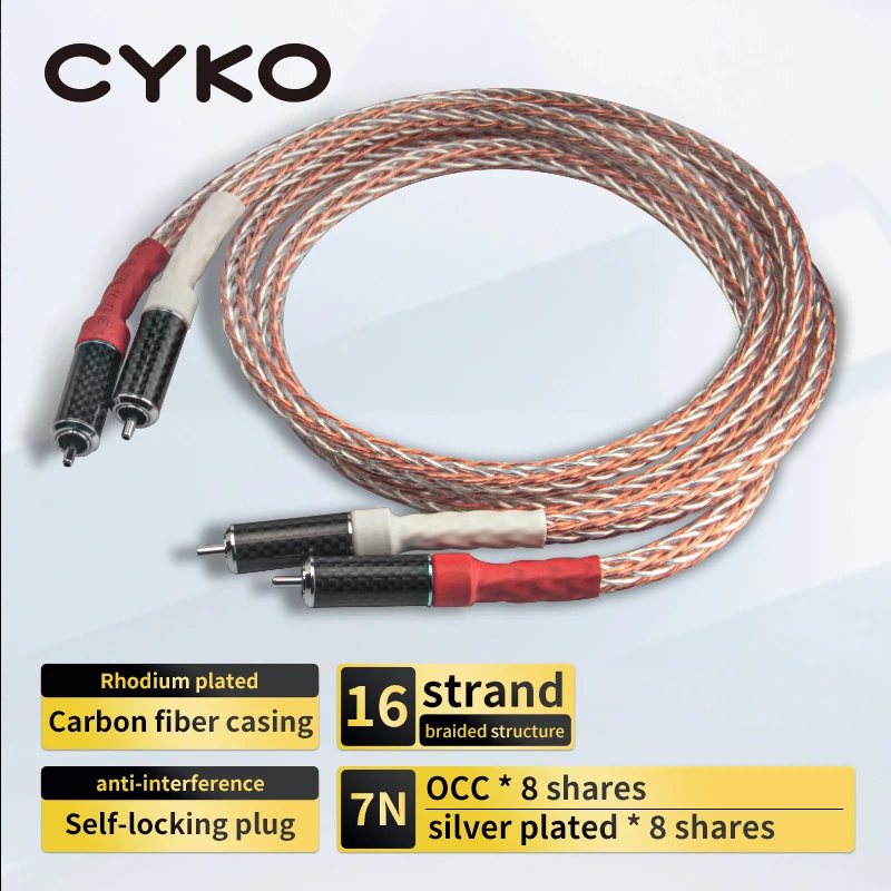 Кабель CYKO rca 7N посеребренный OCC hifi 2rca к 2rca высококачественные аудиокабели для усилителя DAC DAP штырь-штырь тв автомобильная стереосистема Mix