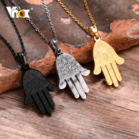 vnox vintage khamsah necklaces for men stainless steel metal hamsa amulet pendant accessoriesgood luck jewelry
