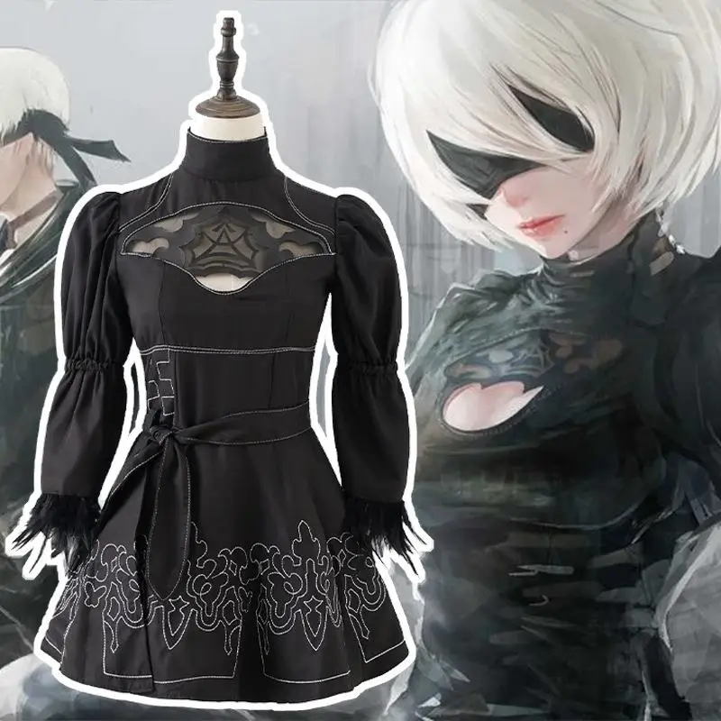 

Костюм для косплея Nier Automata Yorha 2B, аниме Nier 2b, сексуальное платье, платье, костюмы на Хэллоуин для женщин, искусственная униформа