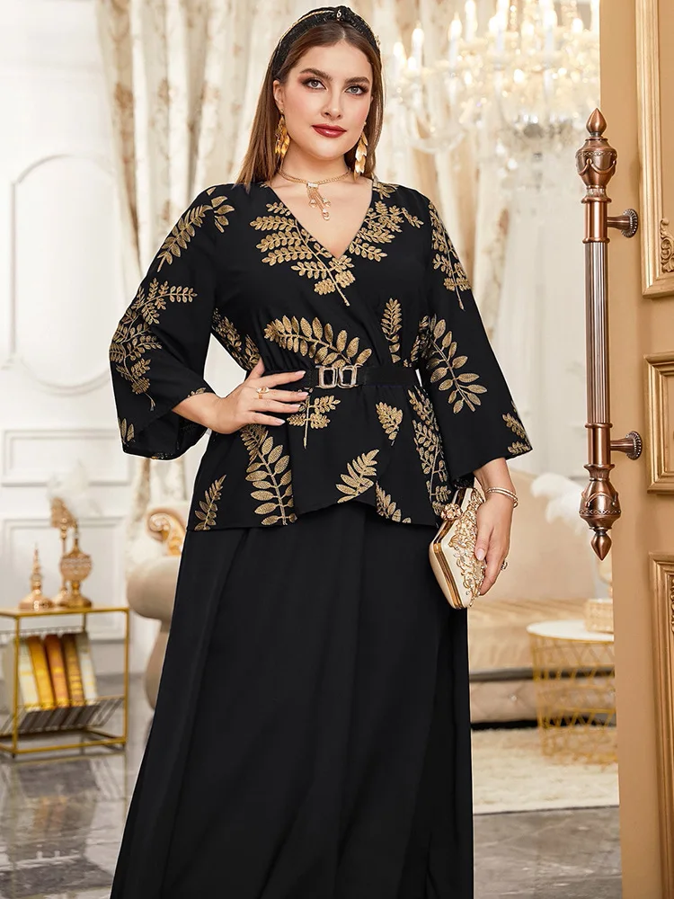 

Plus Size 4XL for Women Dress commute Long sleeve V-neck polyester fiber Clothing 2023 Embroidery Cocktail Evening Party Dresses