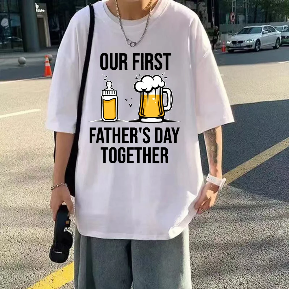 

Our First Father's Day T Shirts Men Harajuku T Shirt Women Short Sleeve Tee Tops Father's Day Shirt 90s Female Graphic T-shirts