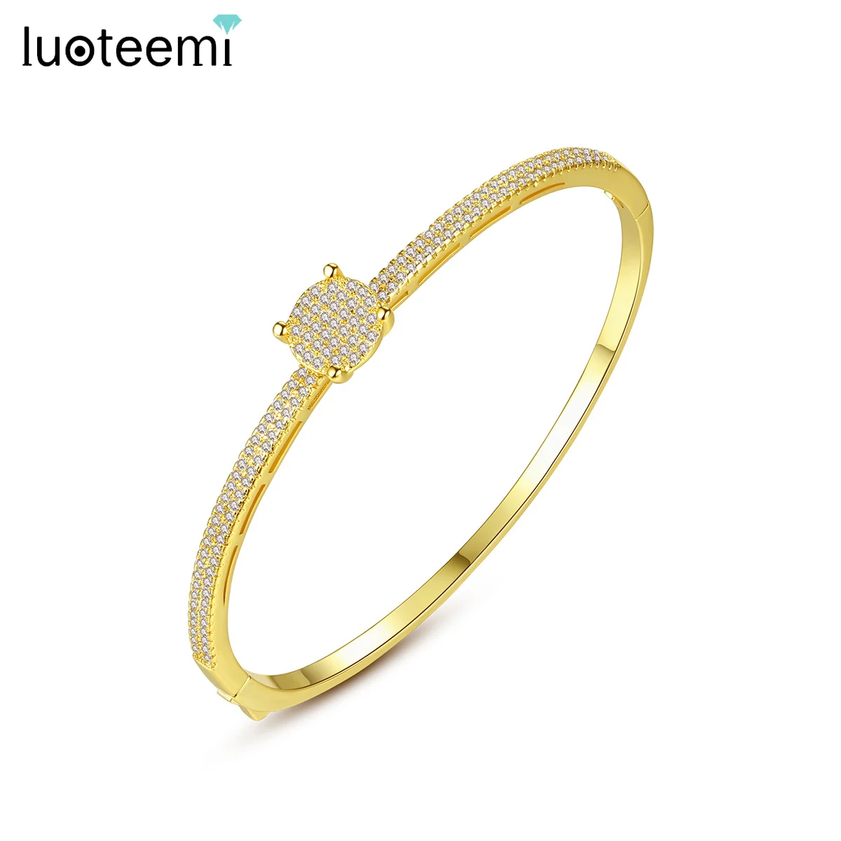 

LUOTEEMI New Design White Gold or Gold Color Bangles for Women Weeding Party Paved Micro Shiny CZ Fashion Jewelry Gifts Bijoux