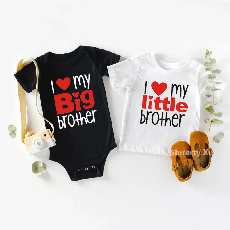 

1PC Matching T Shirts Sibling Sisters Brother T-shirt I Love My Big Brother Family Clothing Kids Boys Clothes Baby Bodysuits