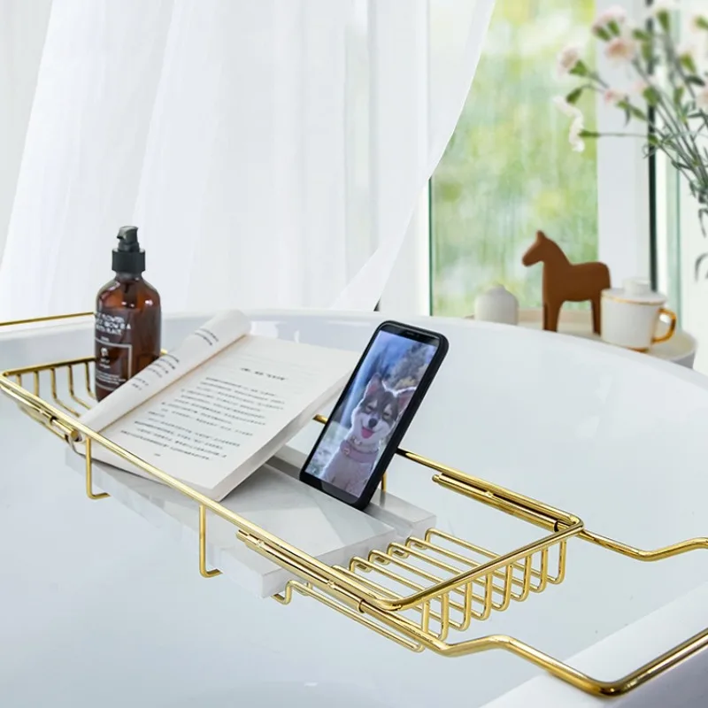 

Nordic bathtub storage rack multi-functional telescopic light luxury bathroom storage rack bathtub Rack stainless steel bath