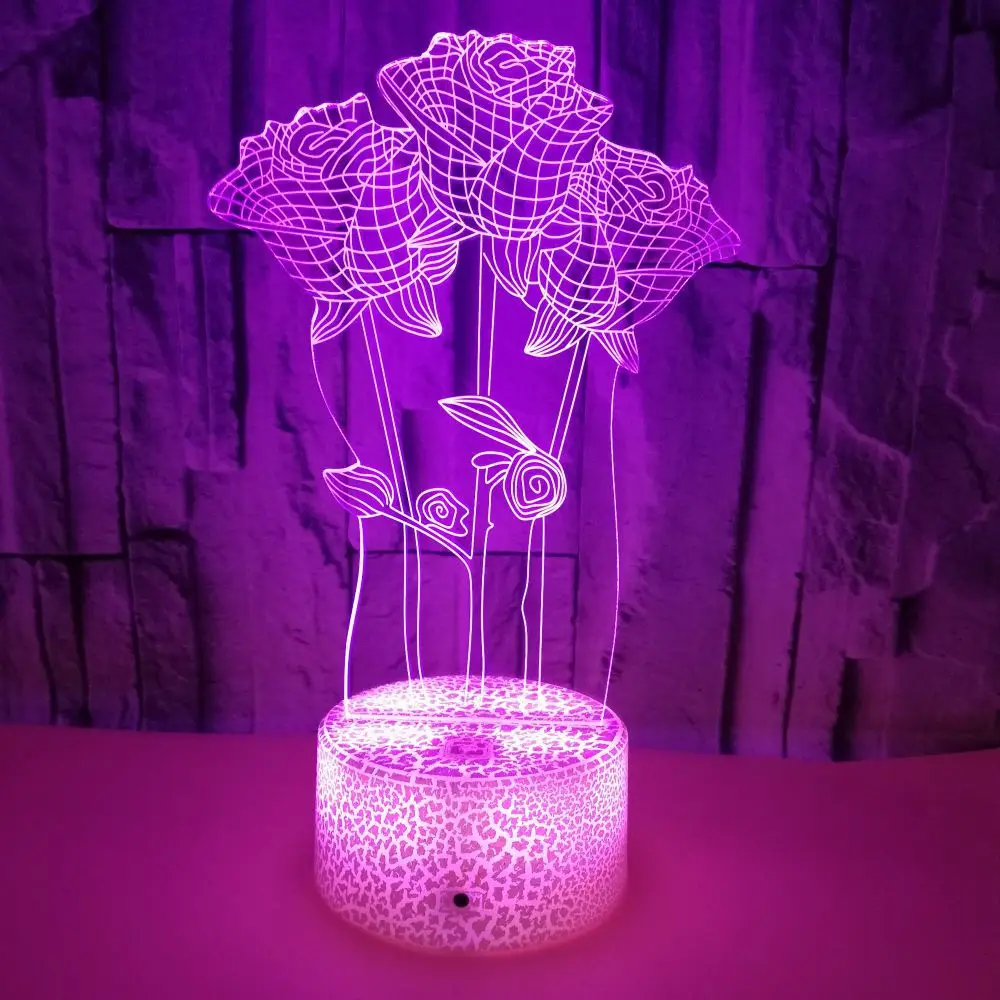 

Nighdn Rose Night Light for Kids 3D Illusion Night Lamp LED Acrylic Nightlight Valentine's Day Gift Romantic Atmosphere Lights