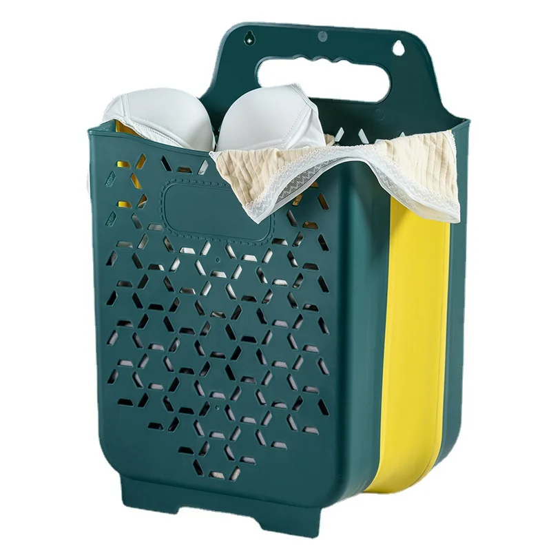 

Bathroom Folding Dirty Clothes Storage Basket Laundry Basket Household Wall Hanging Large Portable Punch-Free Put Clothes Bucket