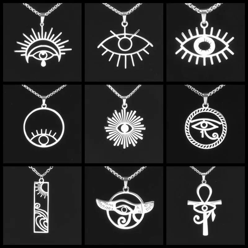 

10pcs Evil Eye Charm for Jewelry Making Neo-Gothic Sun Trendy Necklace Stainless Steel Pendant Cross Eye Amulet Diy Materials
