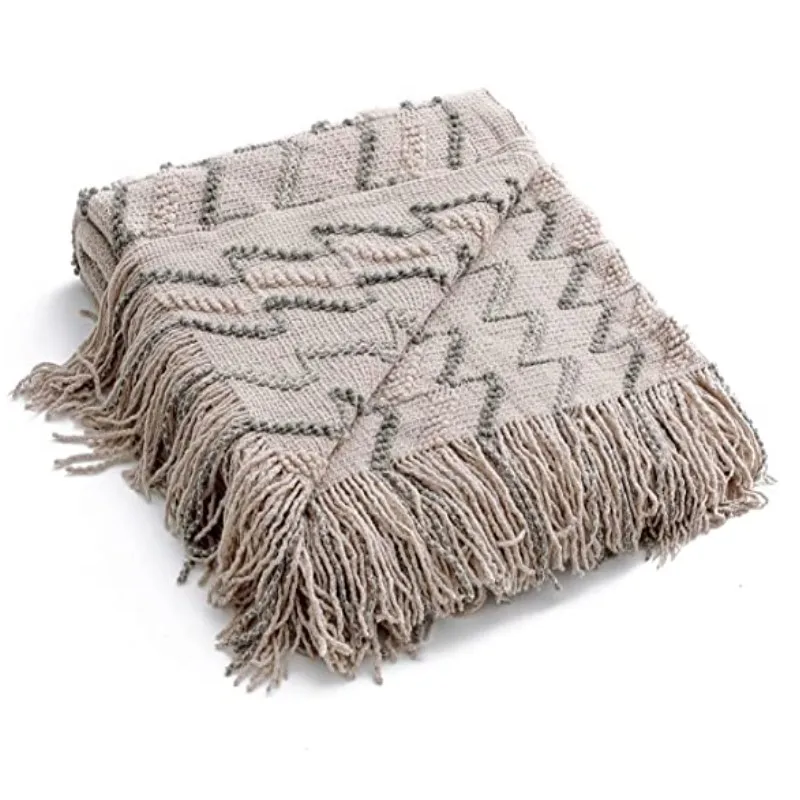 

Inyahome Textured Knitted Soft Throw Blanket Bedspread on the Bed Couch Chair Sofa Travel Lightweight Decorative Ariana Grande