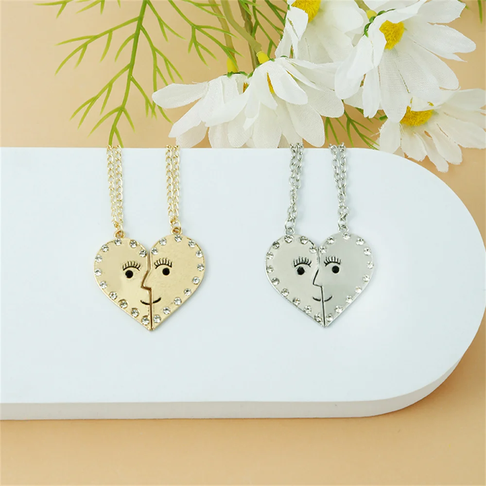 

Exquisite Best Friend Pendant Necklace For Women Adjustable Smiley Crystal Choker Inlaid Zircon Party Jewelry Accessories Gift