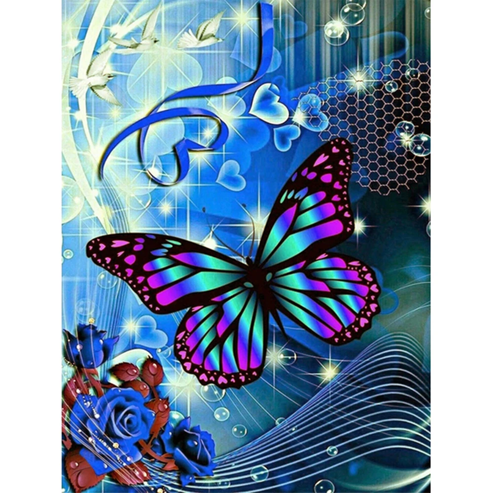 Полная круглая алмазная живопись вышивка крестиком бабочка 5D сделай сам пейзаж