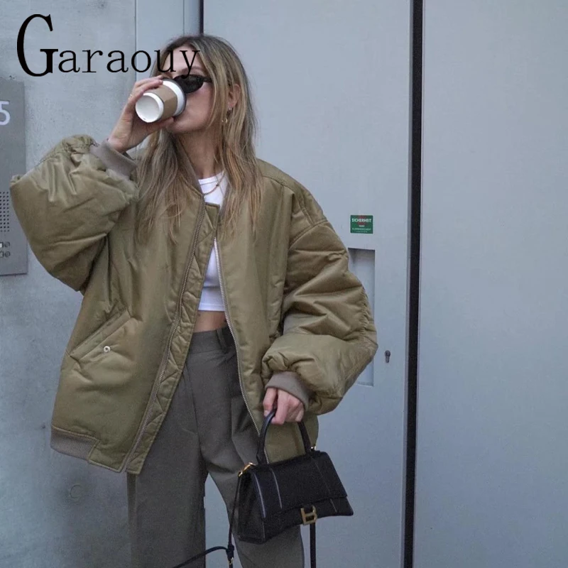 

Garaouy 2022 Autumn Winter New Female Oversized Baseball Uniform 7 Colors Retro All-match Bomber Jacket Fashion Women Streetwear