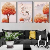 chenistory frame picture by number deer wall art oil painting animal drawing canvas acrylic handpainted tree landscape gift home
